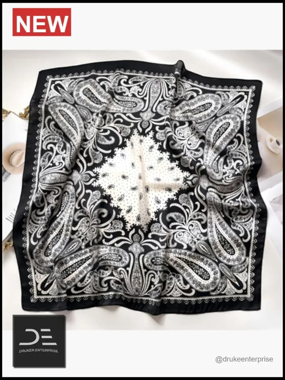 Satin Square Scarf - 27.5 inch Polyester Voile Head Wrap